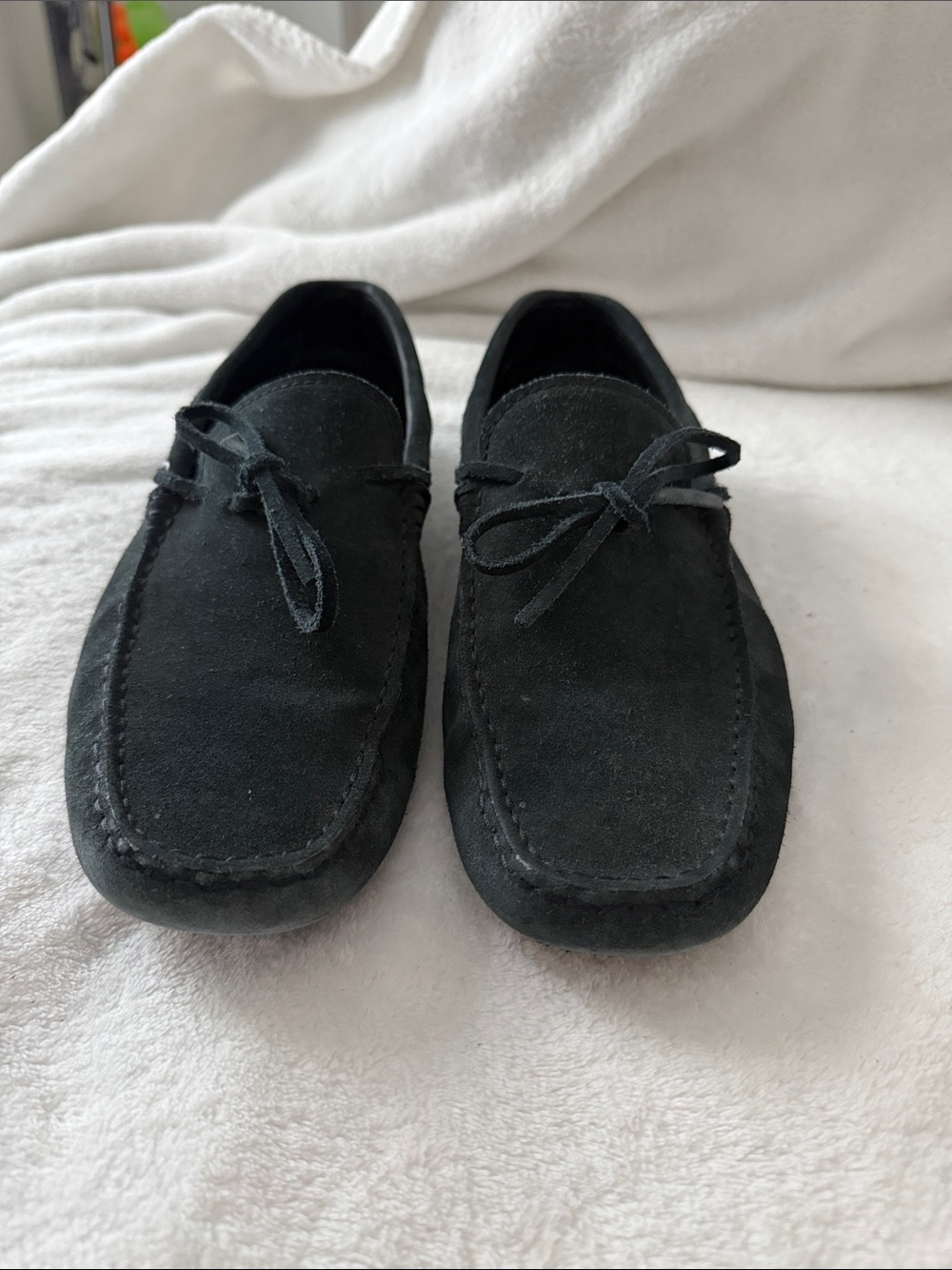TOD'S Men's Navy Suede Loafer Comfort Bow Accent Rubber Sole Slip-On US 10